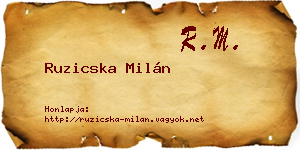Ruzicska Milán névjegykártya